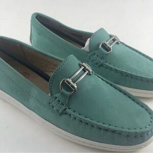 Marc Joseph Teal Loafer Kids Dress Shoes with Silver Bit
